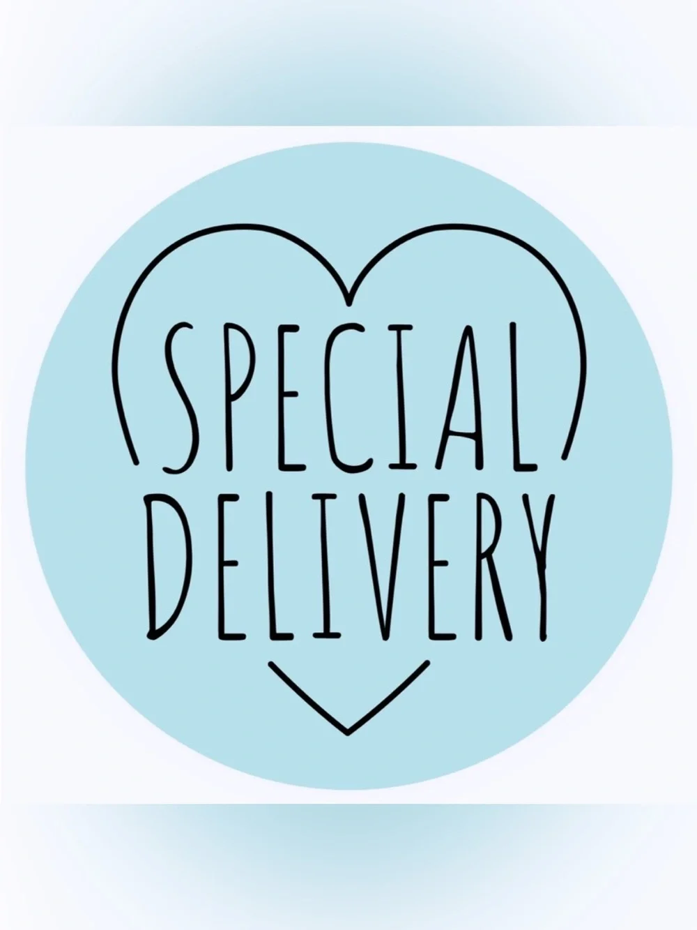 50 STICKERS - 2” ROUND - SPECIAL DELIVERY - BLUE